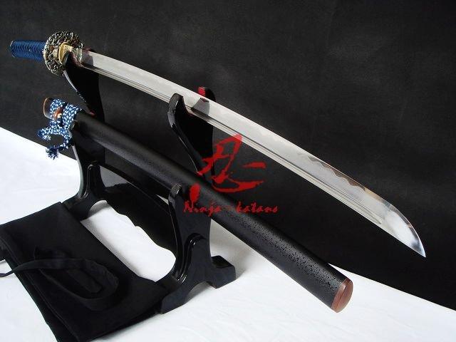 Clay Tempered Japanese Katana Dragon Tsuba Abrasive Sanmai Blade