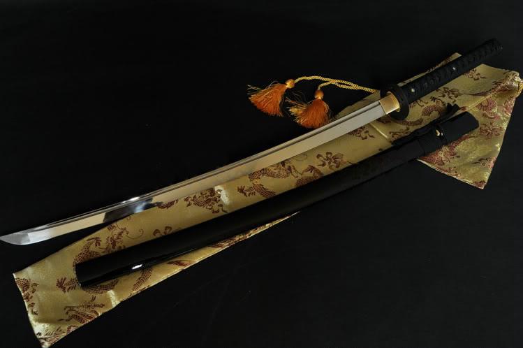 1095 Steel Full Tang Blade Leaf Fan Iron Tsuba Japanese Samurai Sword Katana