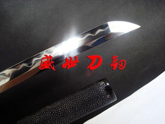 Clay Tempered Japanese Samurai Katana Nio Tsuba Kobuse Blade Fully Shark Skin Saya