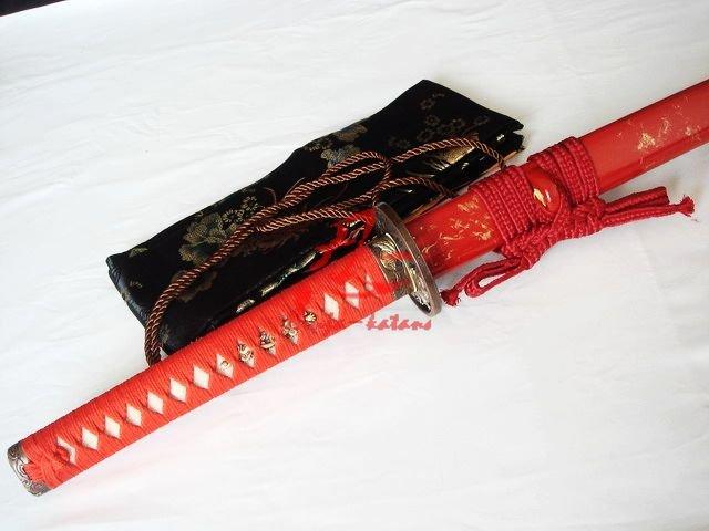 Hand Made Japanese Samurai Katana Dragon Tsuba Titanium Adsorb Folded Steelsword