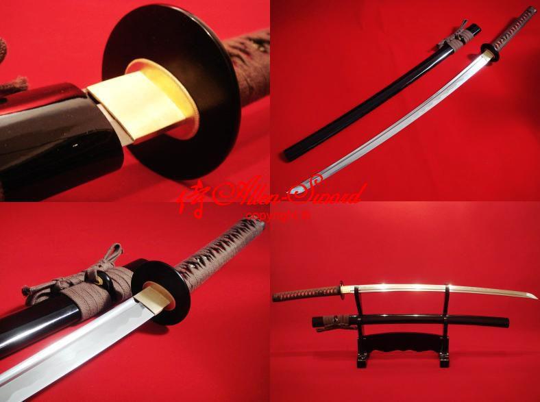 Handmade Carbon Steel Blade Japanese Katana Blacked Iron Tsuba Functional Sword
