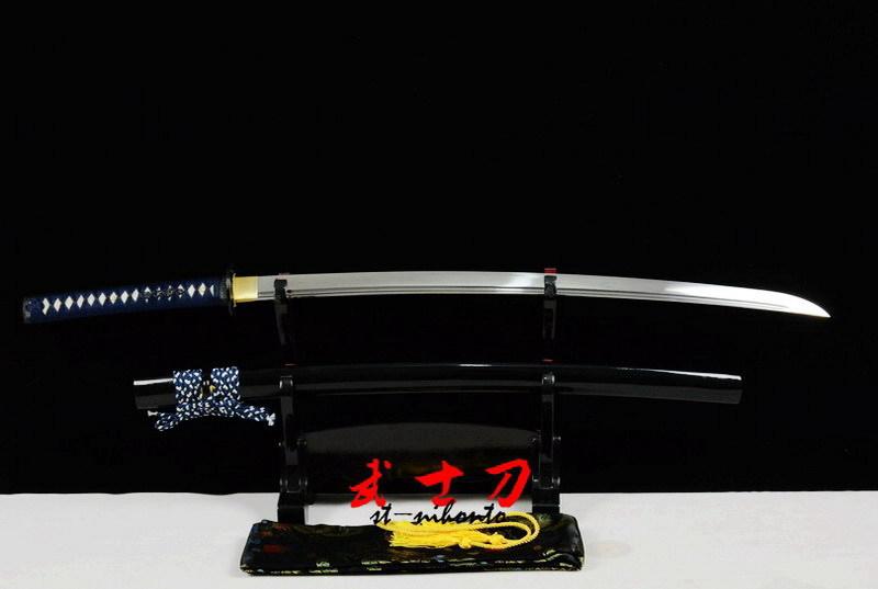 Battle Ready Japanese Black Katana Spring Steel Blade Black Iron Tsuba Sword