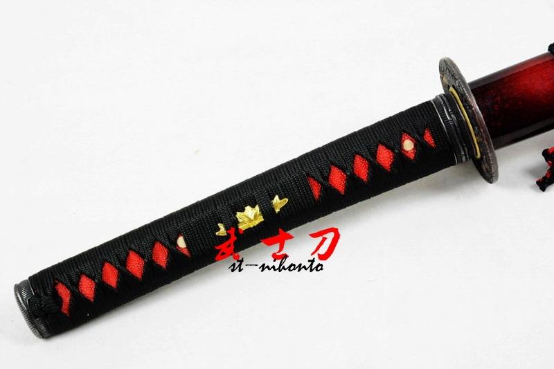 Hand Forged Folded Steel Full Tang Blade Japanese Red Samurai Katana Eagle Tsuba Sword