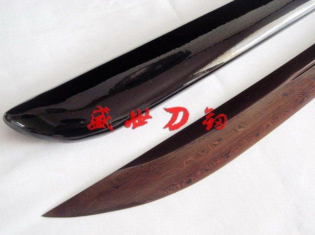 Battle Ready Japanese Naginata Katana Sword Fuji Tsuba Red/Black Foled Steel Blade Sharpened