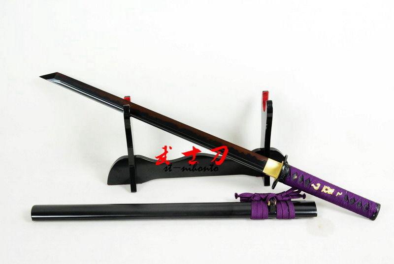 Handmade Clay Tempered High Carbon Steel Blade Black Ninja Sword Tungsten Adsorb Sword