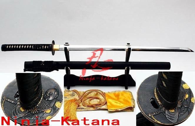 Handmade 9260 Spring Steel Straight Blade Warrior Tsuba Ninja Katana Sword