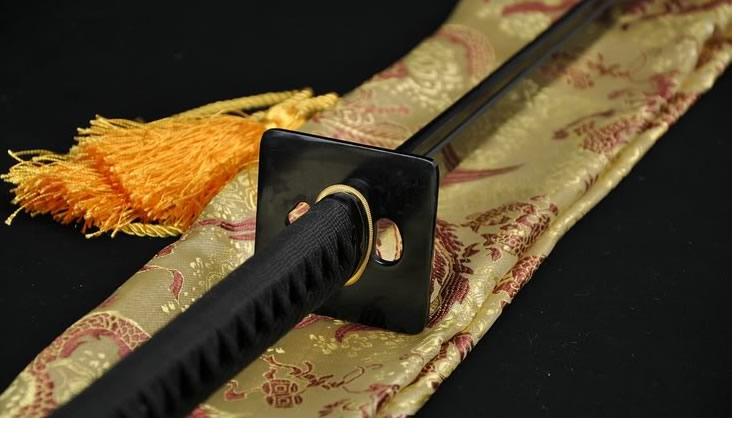 Black Steel Full Tang Blade Handmade Japanese Samurai Ninja Sword Very Sharp