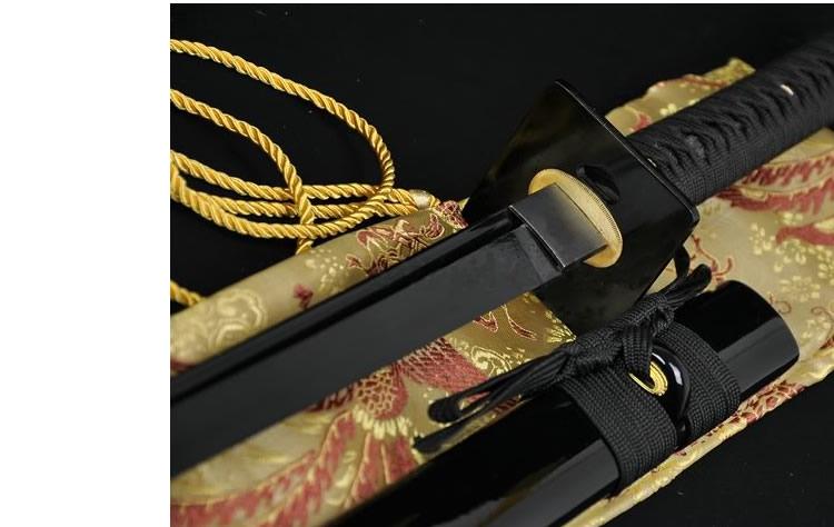 Black Steel Full Tang Blade Handmade Japanese Samurai Ninja Sword Very Sharp