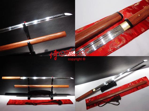 Clay Tempered 1095 High Carbon Steel Japanese Ninja Sword Redwood Sheath Sword