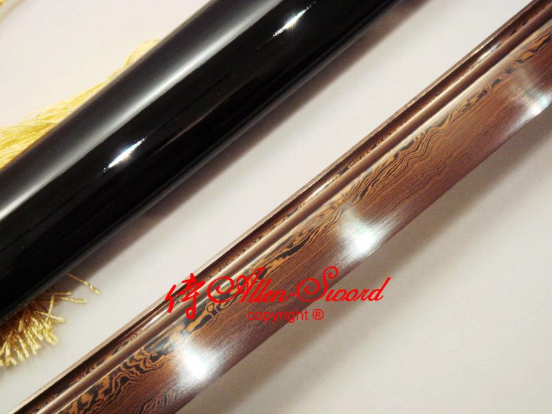 Handmade Folded Steel Full Tang Blade Japanese Samurai Katana Yin Yang Tsuba