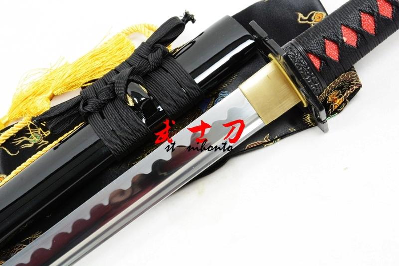 Hand Forged 1060 Cabron Steel Full Tang Blade Japanese Black Ninja Katana Hexagon Tsuba Sharpened