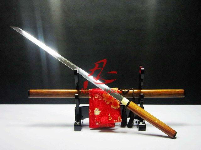 Clay Tempered 1095 Steel Ninja Sword Siam Rosewood Sheath Sharpened