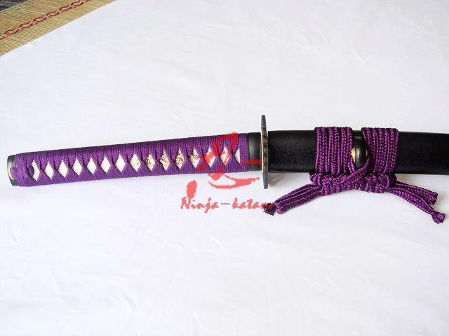 32.3 Clay Temperd T-10 Steel Blade Wakizashi Sword Straight Hamon Iron Tsuba Razor Sharp Edge