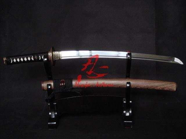 Handmade Clay Tempered Wakizashi Sword Fully Polished Blade Hualee Wooded Sheath
