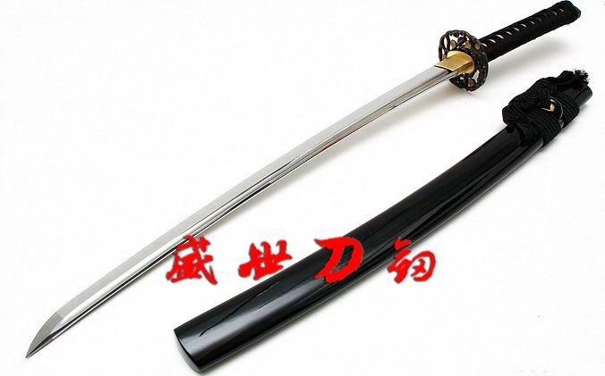 32.3"Clay Tempered Wakizashi Katana Cherry Blossom Tsuba Sword Razor Sharp Blade